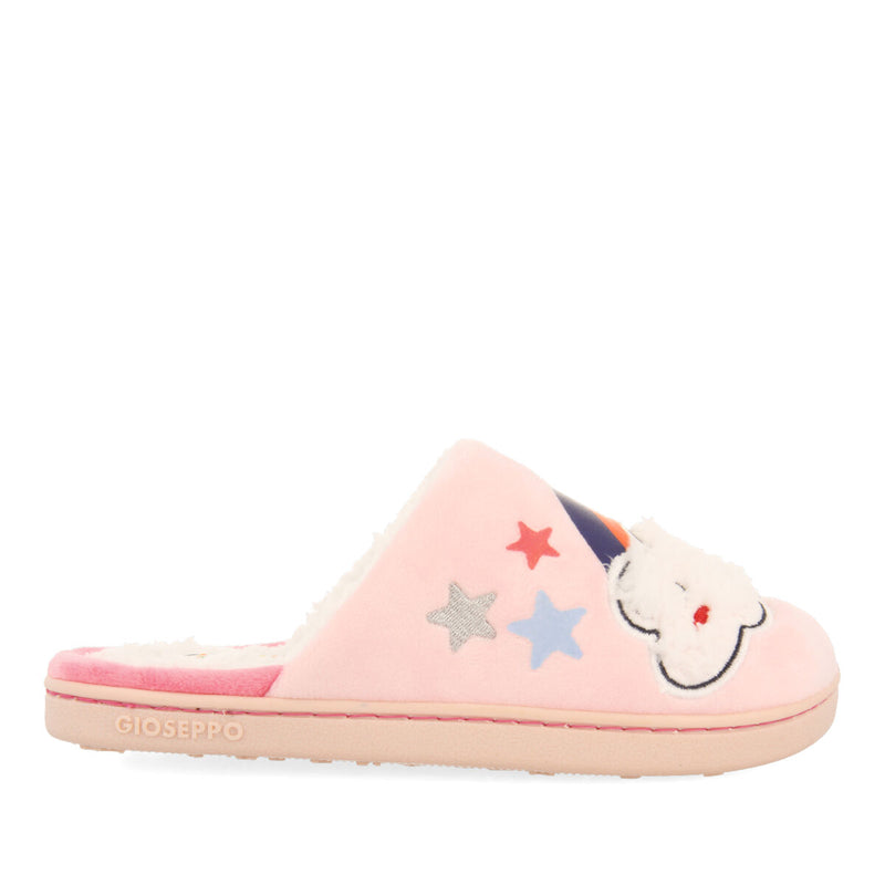 Kidder children's pink slippers with clouds and rainbows