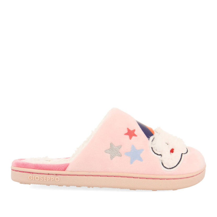 Kidder children's pink slippers with clouds and rainbows