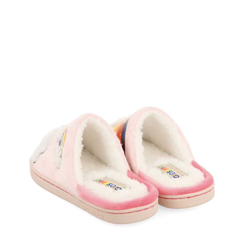 Kidder children's pink slippers with clouds and rainbows