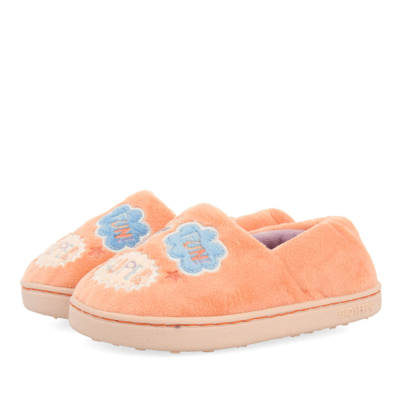 Flisa children's embroidered orange slippers
