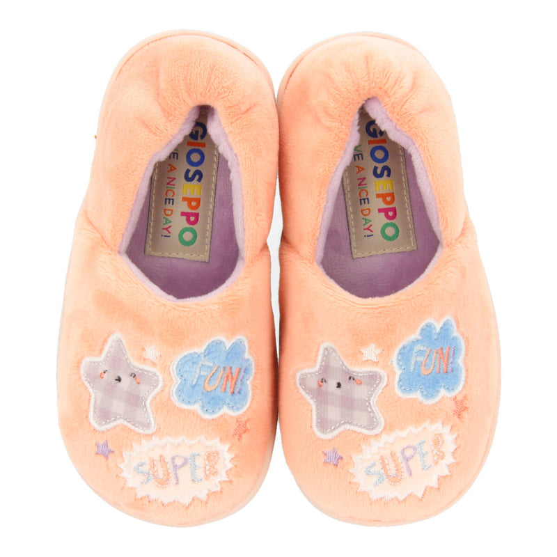 Flisa children's embroidered orange slippers