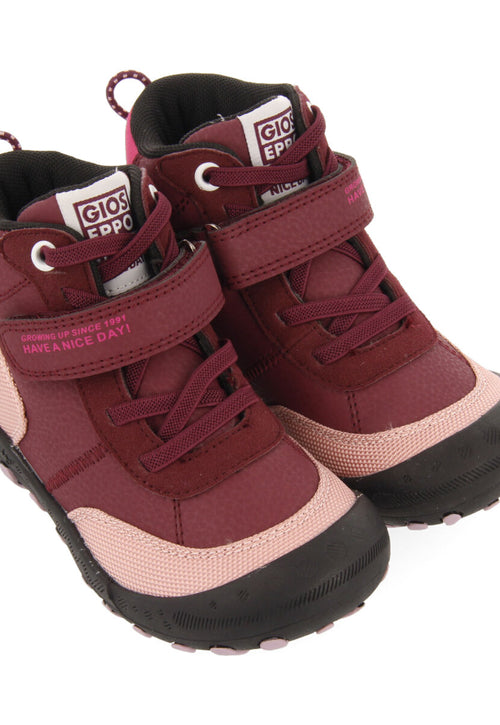 Sneakers abotinadas tipo trekking burdeos para niña y niño varsta
