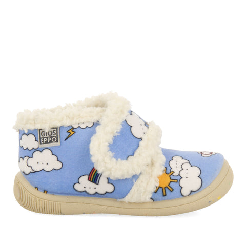 ALBEE BABIES' BLUE CLOUD-PRINT SLIPPERS
