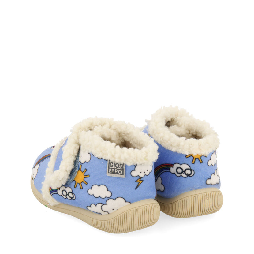 Albee babies' blue cloud-print slippers