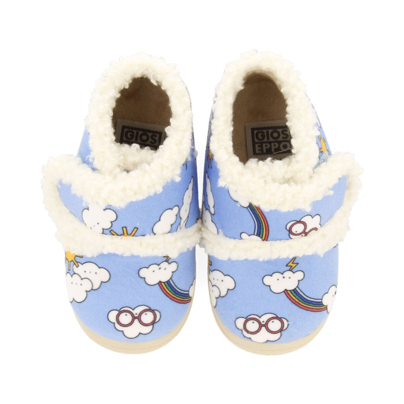 Albee babies' blue cloud-print slippers