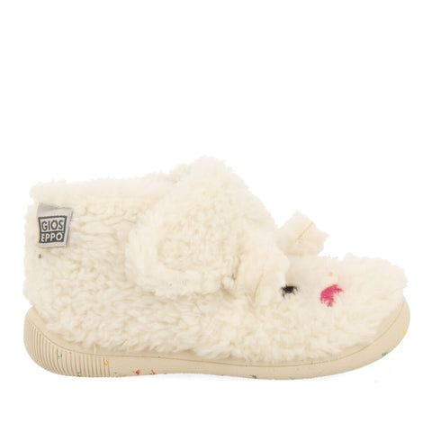 DIETACH BABIES' WHITE SLIPPERS WITH AN EMBROIDERED FACE