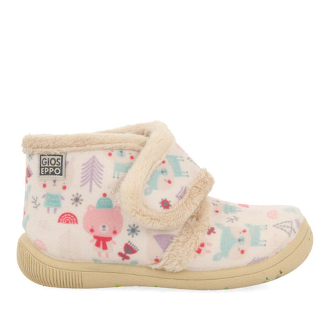 CARFIN BABIES' WHITE SLIPPERS WITH AN ANIMAL PRINT