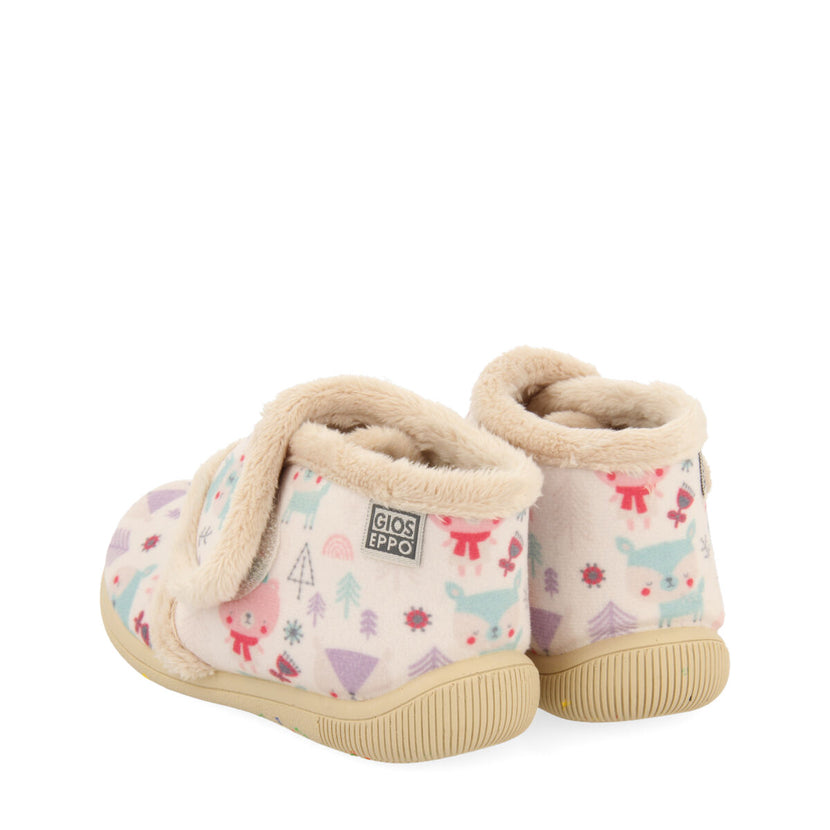 Carfin babies' white slippers with an animal print