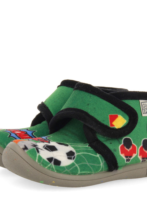 Faxe babies' green football-print slippers