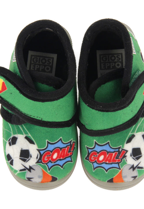 Faxe babies' green football-print slippers