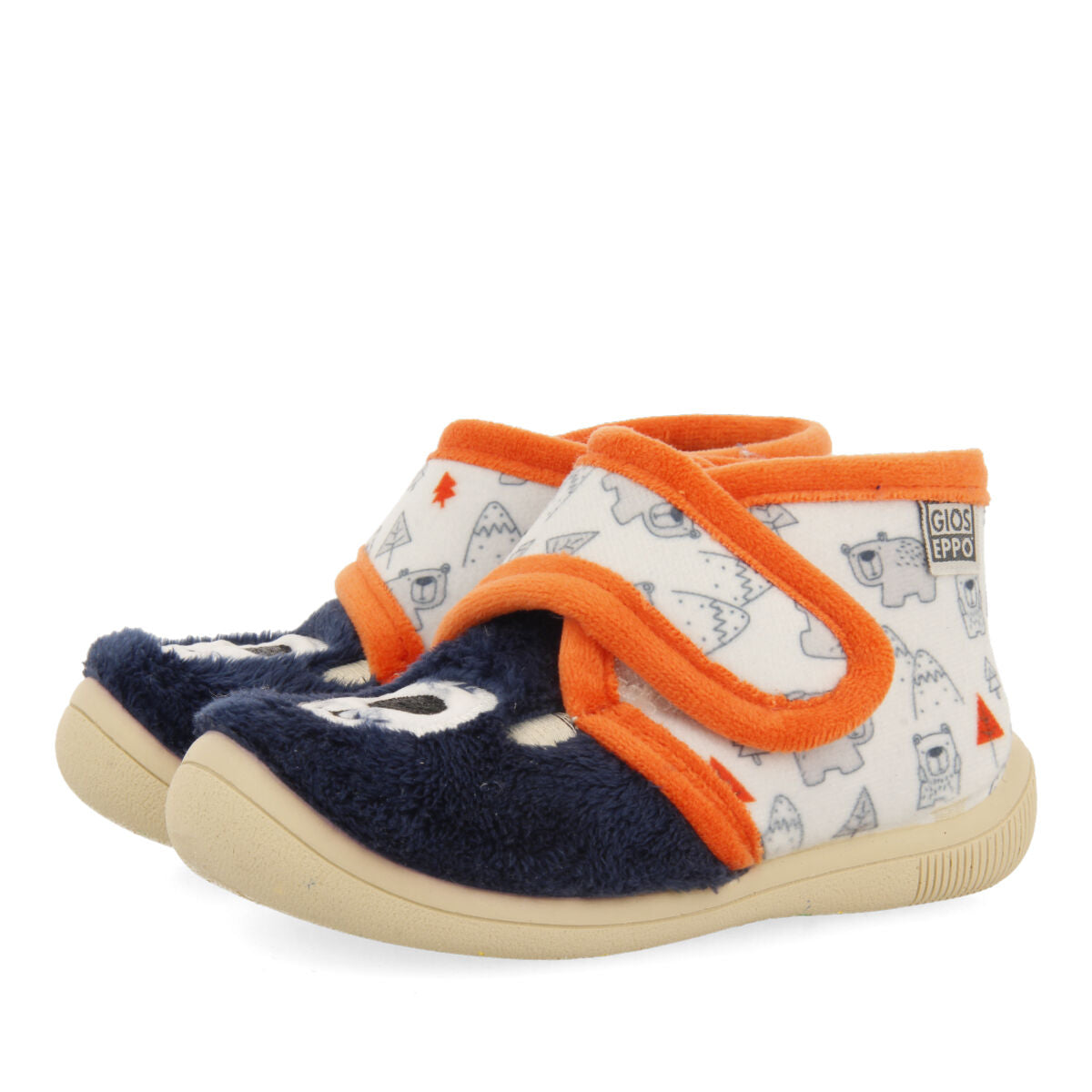 Enns babies' multicoloured slippers with a teddy bear face and arctic animal details