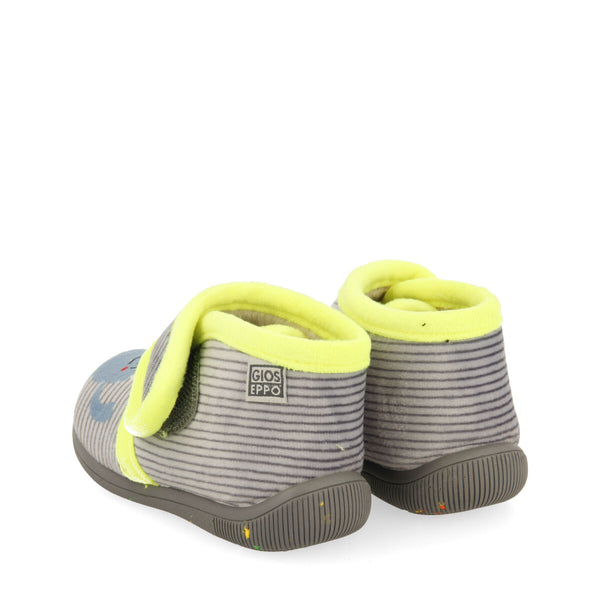 Galtur babies' stripy grey slippers with a monster detail