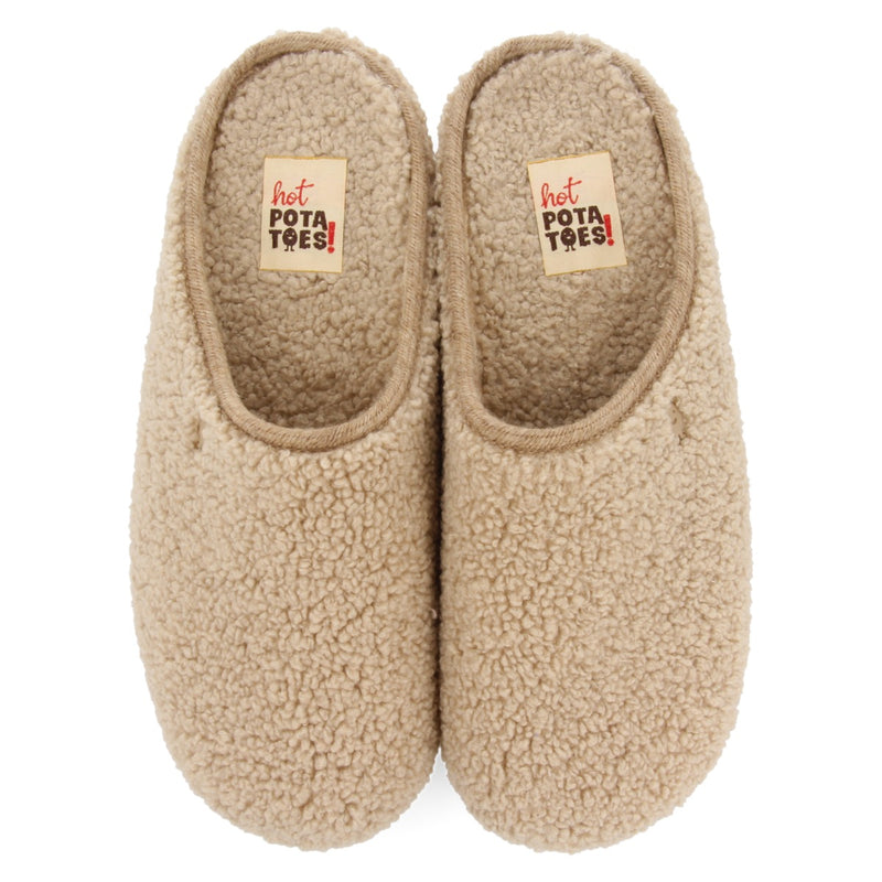 PANTUFAS DE ESTAR EM CASA BEGES DE PELO QUENTINHO RECICLADO NORDFYN 