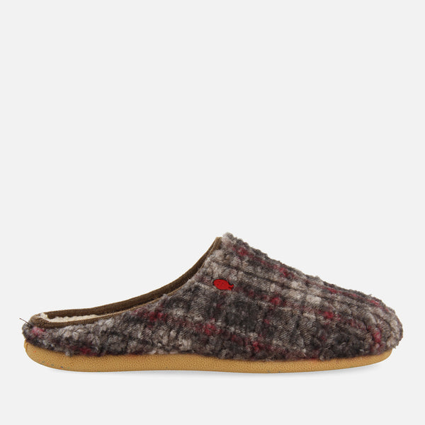 Pantofole da casa in pile di agnello con stampa marrone Ramsau