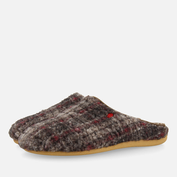 Pantofole da casa in pile di agnello con stampa marrone Ramsau