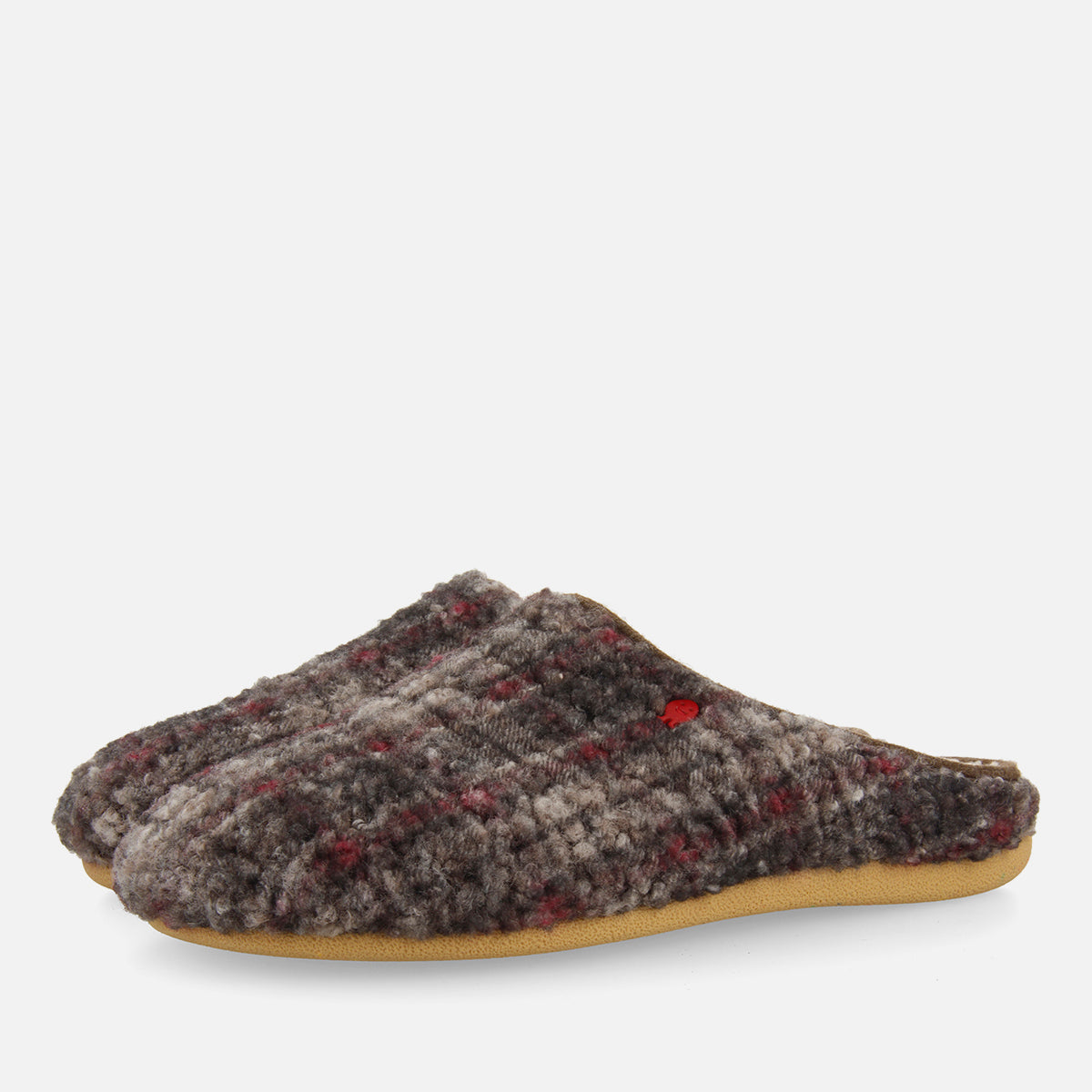 Pantofole da casa in pile di agnello con stampa marrone Ramsau