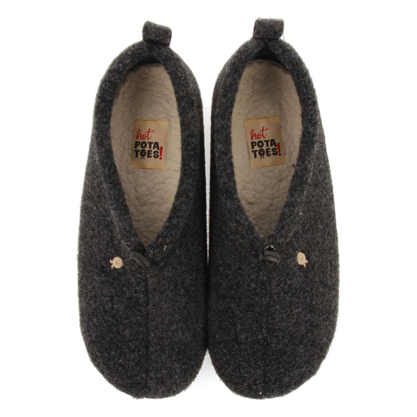 PANTUFAS DE ESTAR EM CASA TIPO SOCA EM CINZENTO-ESCURO COM FECHO AJUSTÁVEL WALDING  