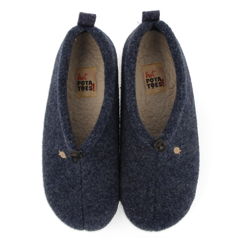 PANTUFAS DE ESTAR EM CASA TIPO SOCA EM AZUL-MARINHO COM FECHO AJUSTÁVEL WALDING  