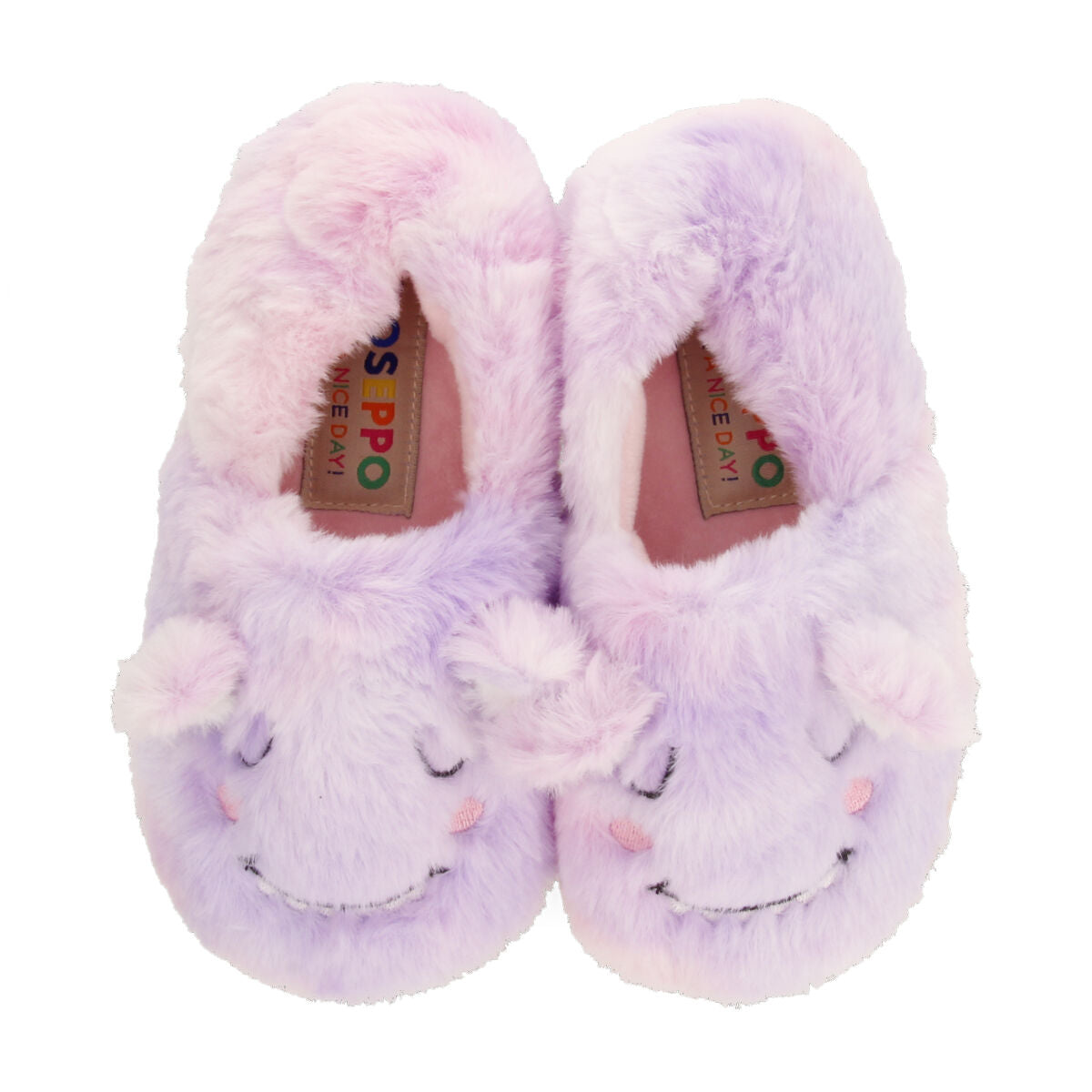 Pantofole color multicolore con faccina di mostriciattolo da bambina e bambino vanna  