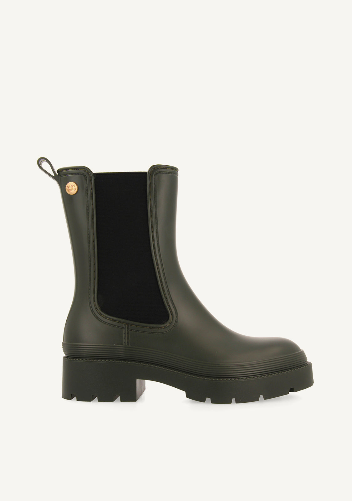 Bilston women's short khaki welly boots with side elastics