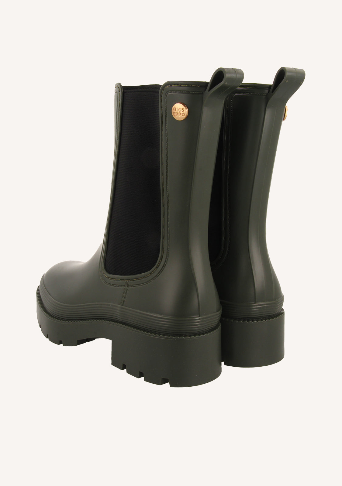 Bilston women's short khaki welly boots with side elastics