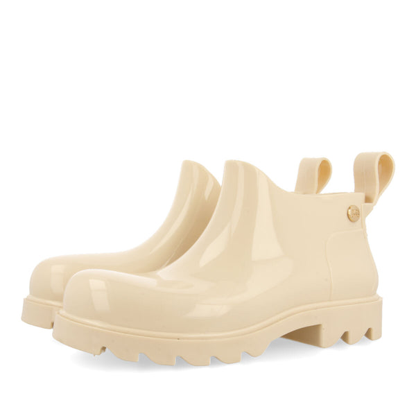 Letcher women's short beige clog-style welly boots