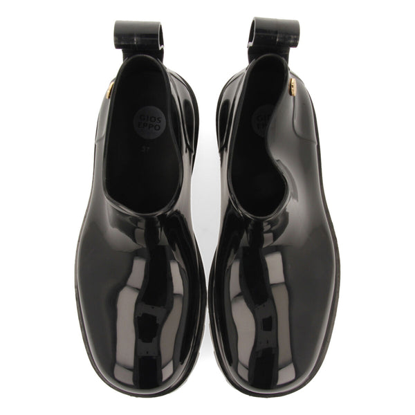 Letcher women's short black clog-style welly boots