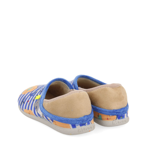 Pantofola da casa per bambini a righe blu con stampa di patatine Allerod