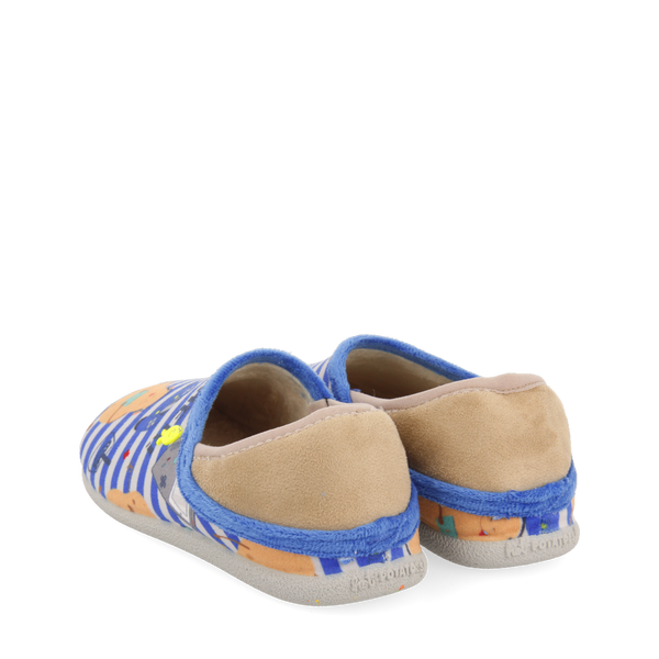 Pantofola da casa per bambini a righe blu con stampa di patatine Allerod