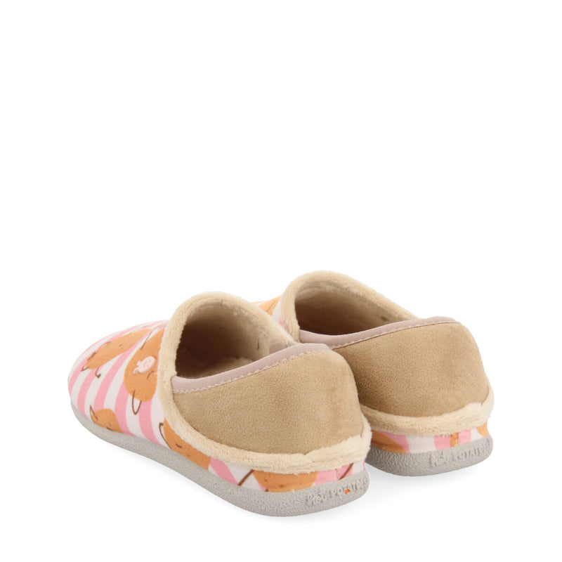Pantofola da casa per bambini a righe rosa con stampa di patatine Ashgill