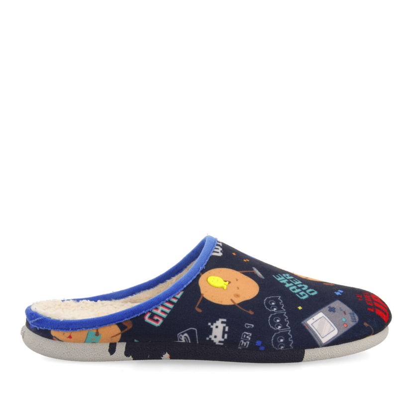 PANTUFAS DE ESTAR EM CASA EM AZUL-MARINHO COM ESTAMPADO FAULKTON 