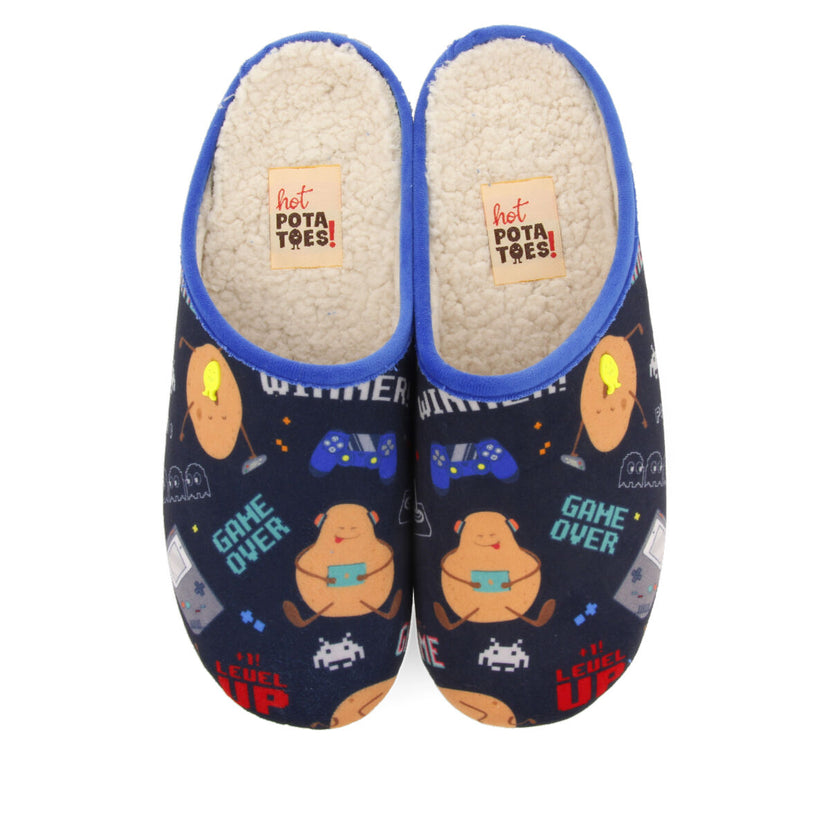 PANTUFAS DE ESTAR EM CASA EM AZUL-MARINHO COM ESTAMPADO FAULKTON 