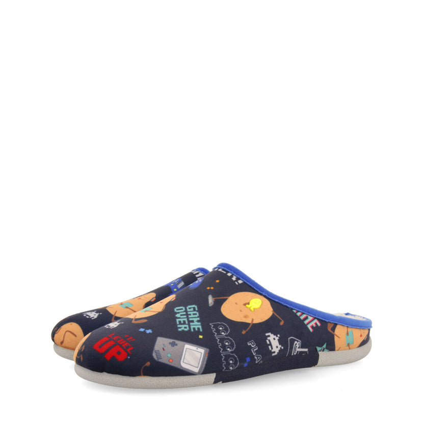 PANTUFAS DE ESTAR EM CASA EM AZUL-MARINHO COM ESTAMPADO FAULKTON 
