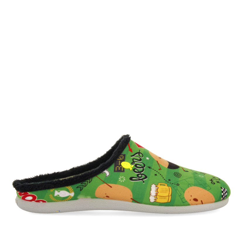 PANTUFAS DE ESTAR EM CASA VERDES COM ESTAMPADO GARTCOSH 
