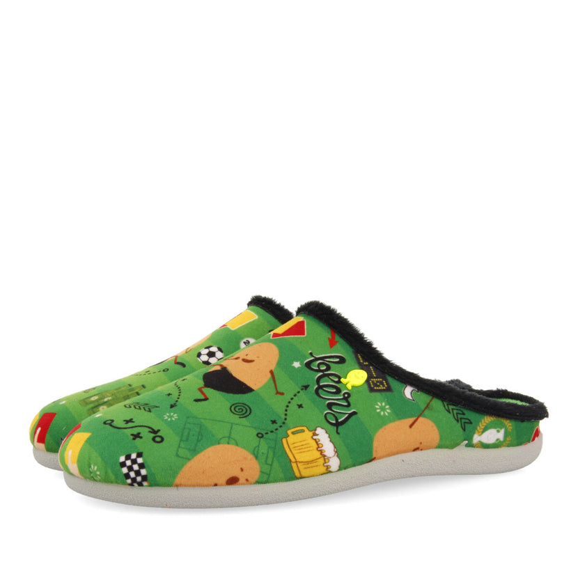 PANTUFAS DE ESTAR EM CASA VERDES COM ESTAMPADO GARTCOSH 