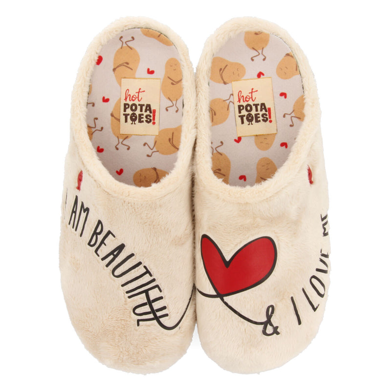 BEIGE FUR SLIPPERS WITH MESSAGE RAFTEN