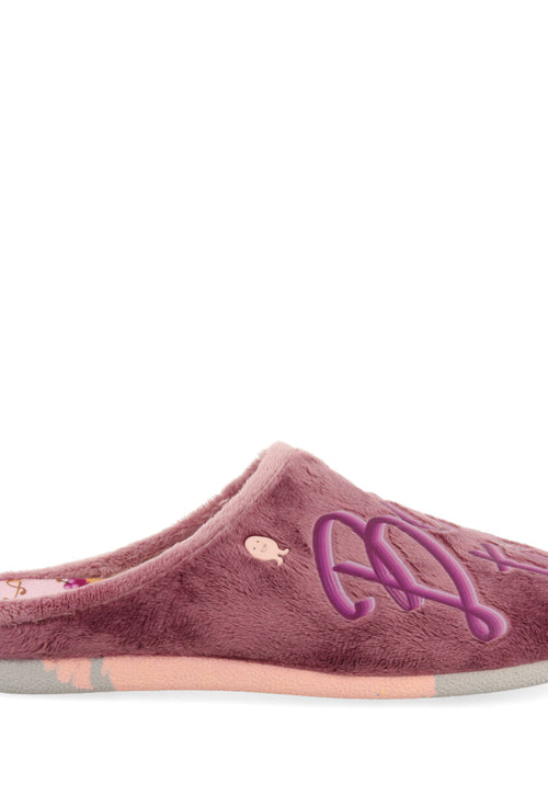 LILAC FUR SLIPPERS WITH MESSAGE HOSMER