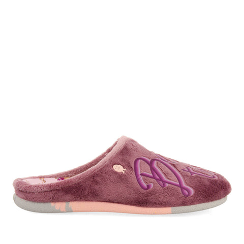 LILAC FUR SLIPPERS WITH MESSAGE HOSMER