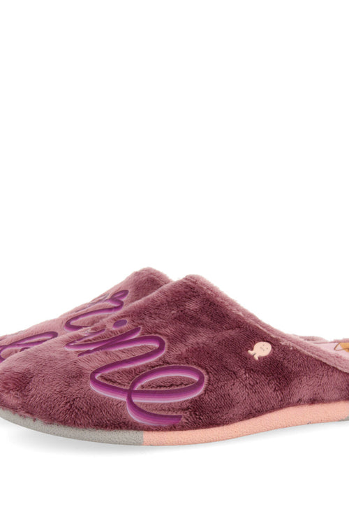 LILAC FUR SLIPPERS WITH MESSAGE HOSMER