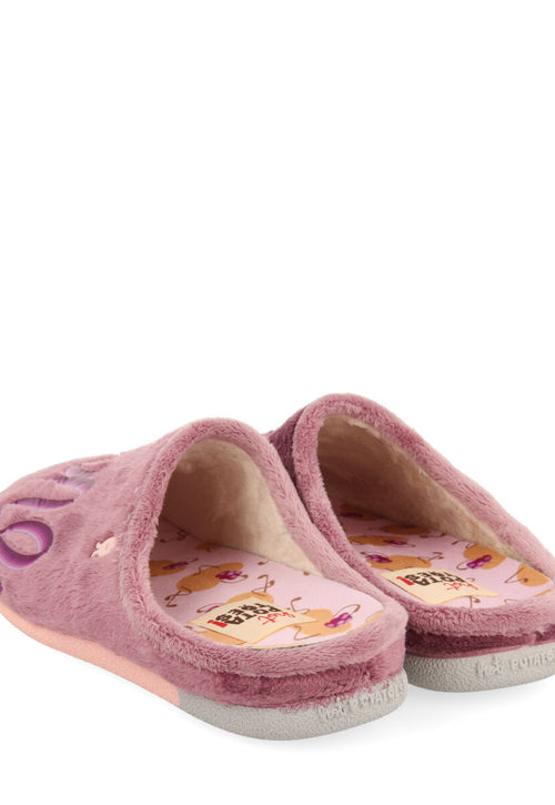 LILAC FUR SLIPPERS WITH MESSAGE HOSMER