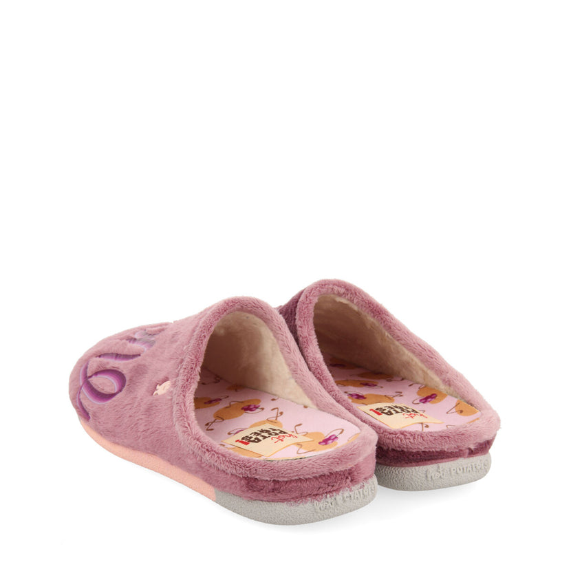 LILAC FUR SLIPPERS WITH MESSAGE HOSMER