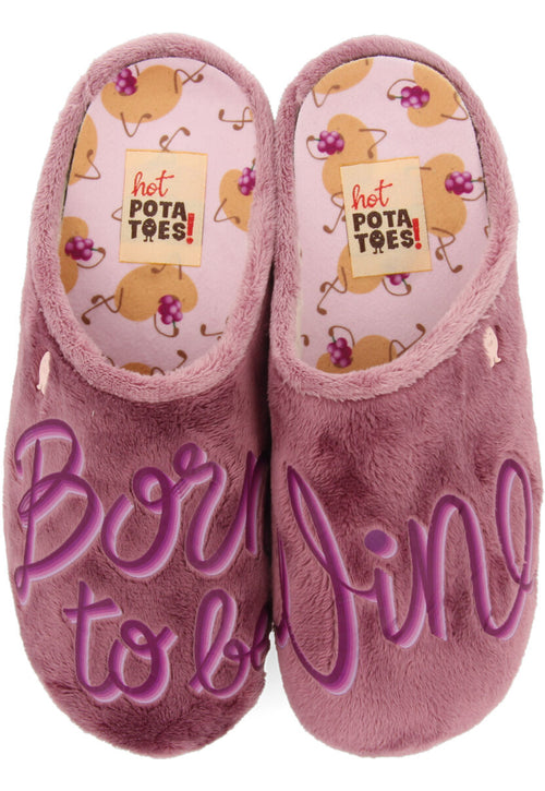LILAC FUR SLIPPERS WITH MESSAGE HOSMER