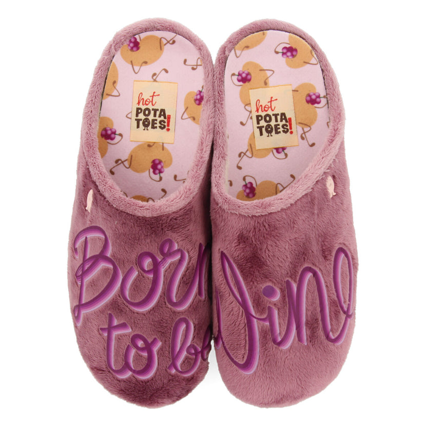 LILAC FUR SLIPPERS WITH MESSAGE HOSMER