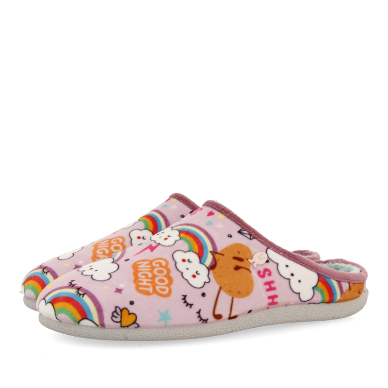 Zapatillas de estar por casa malva con estampado hunboldt 