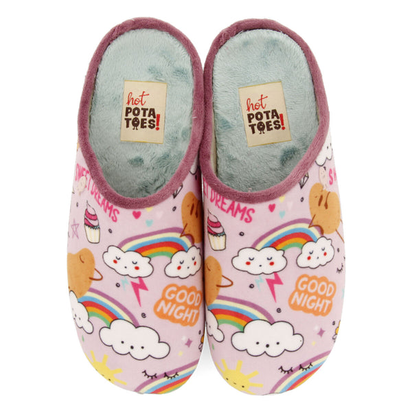 Zapatillas de estar por casa malva con estampado hunboldt 