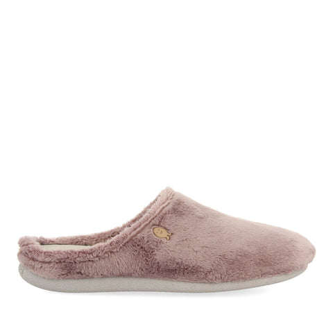 ZAPATILLAS DE ESTAR POR CASA DE PELO MALVA CON PLANTA ESTAMPADA DORNOCH 