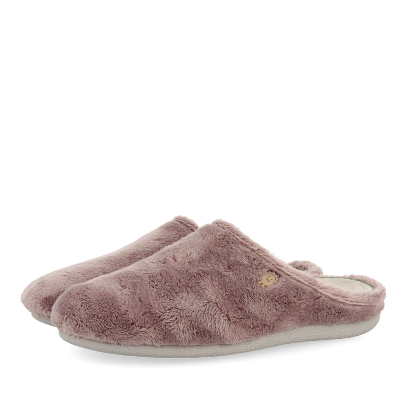 Zapatillas de estar por casa de pelo malva con planta estampada dornoch 