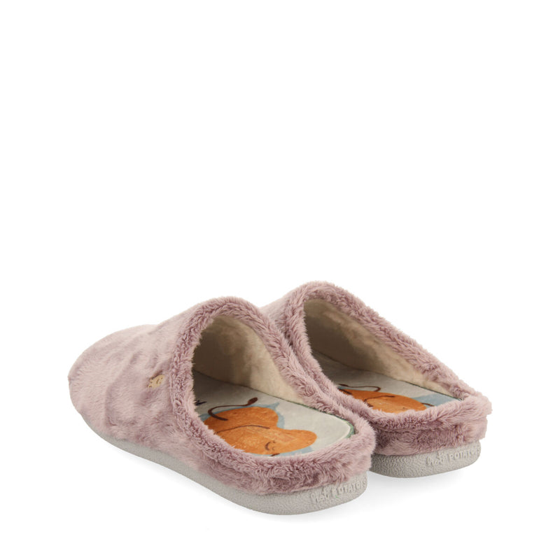 Zapatillas de estar por casa de pelo malva con planta estampada dornoch 