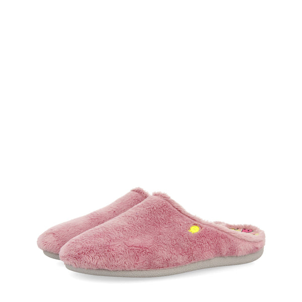 Pantofola da casa in pelo rosa con plantare stampato Dornoch