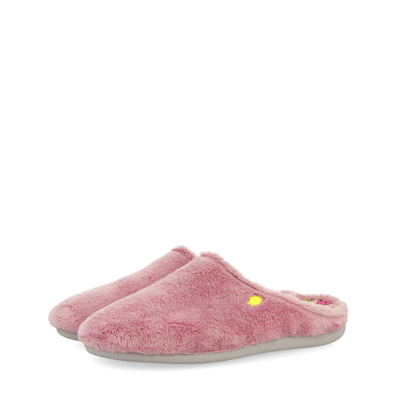 Pantofola da casa in pelo rosa con plantare stampato Dornoch
